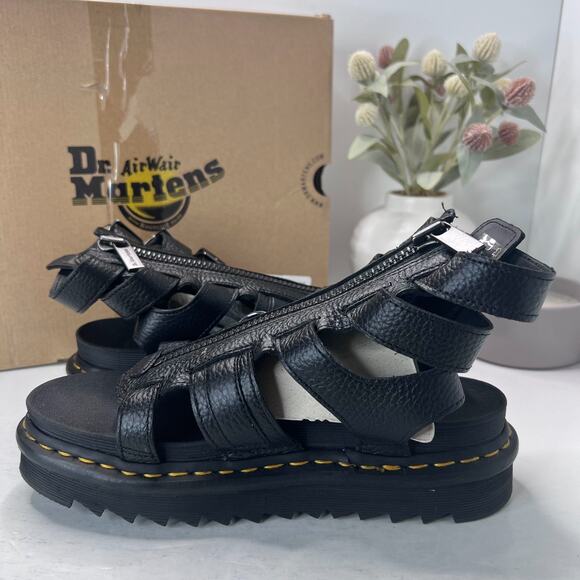 Dr Martens Olson Milled Nappa Platform Zip Up Gladiator Sandals Black Women's 9 - Picture 8 of 12
